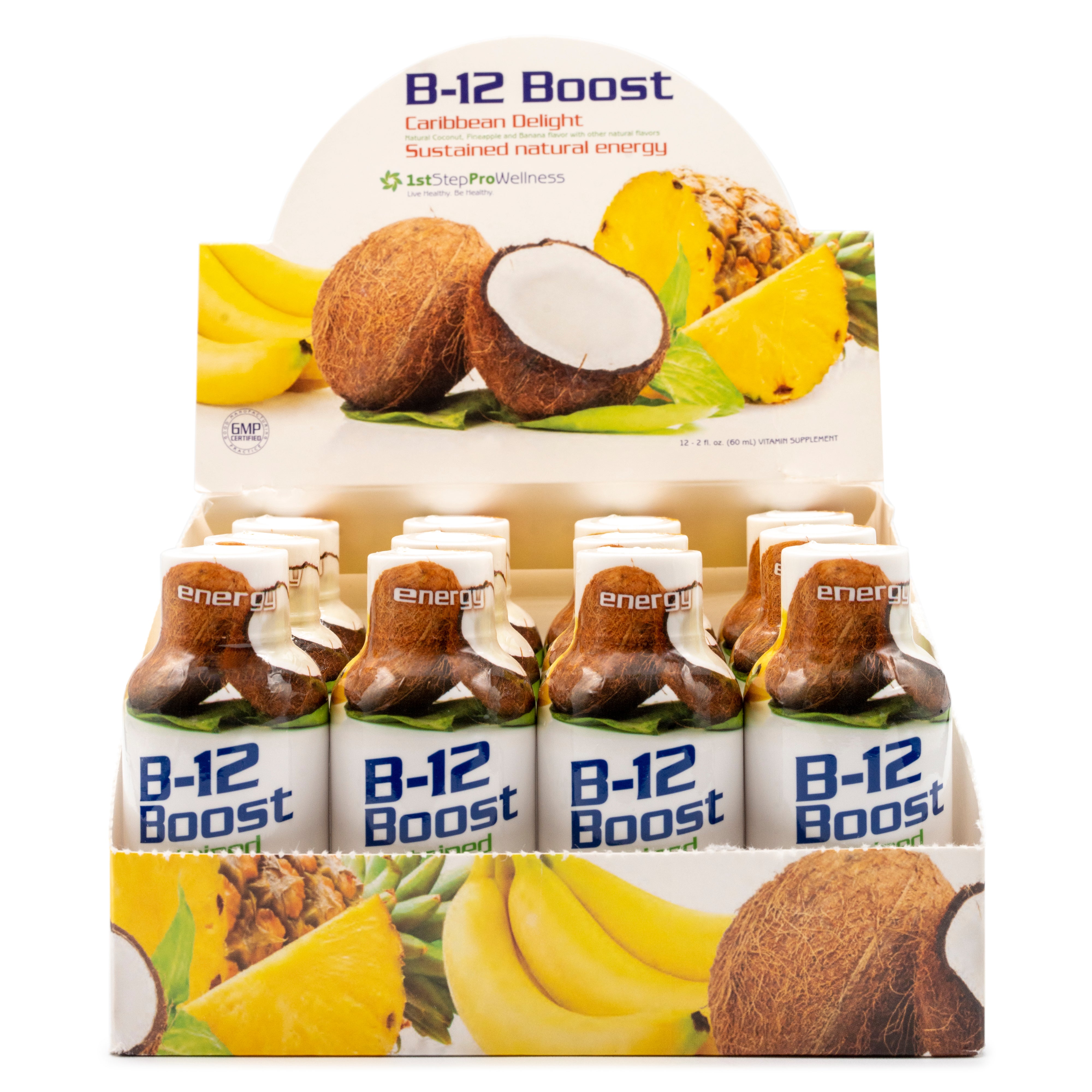 Liquid B12 Boost Caribbean Delight - 2 oz; 12 Pack 1st Step ProWellness Liquid B12 Boost Caribbean Delight - 2 oz; 12 Pack 1st Step ProWellness