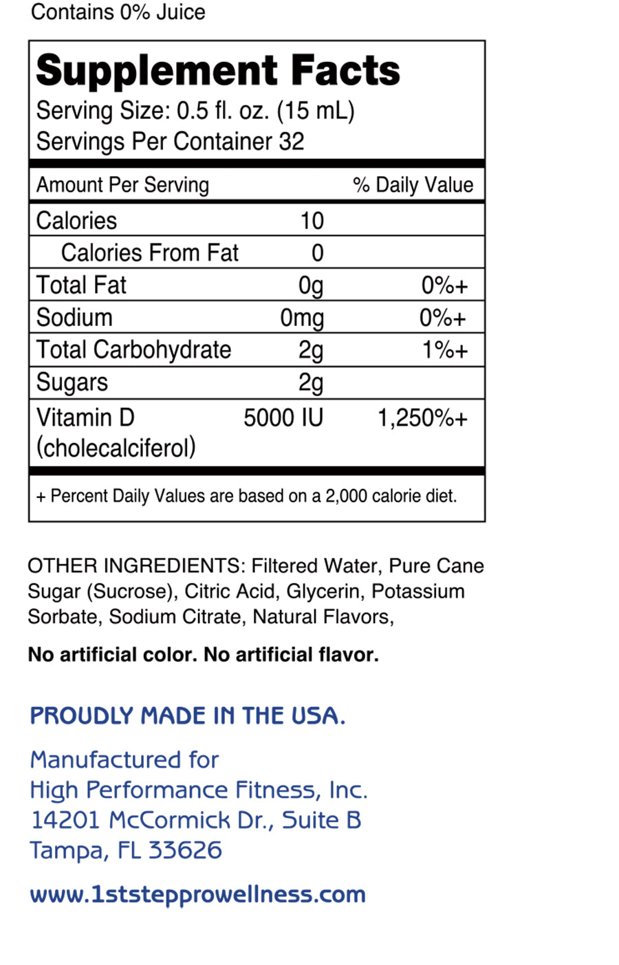 Vitamin D3 Mixed Berry Supplement Panel; 1st Step ProWellness